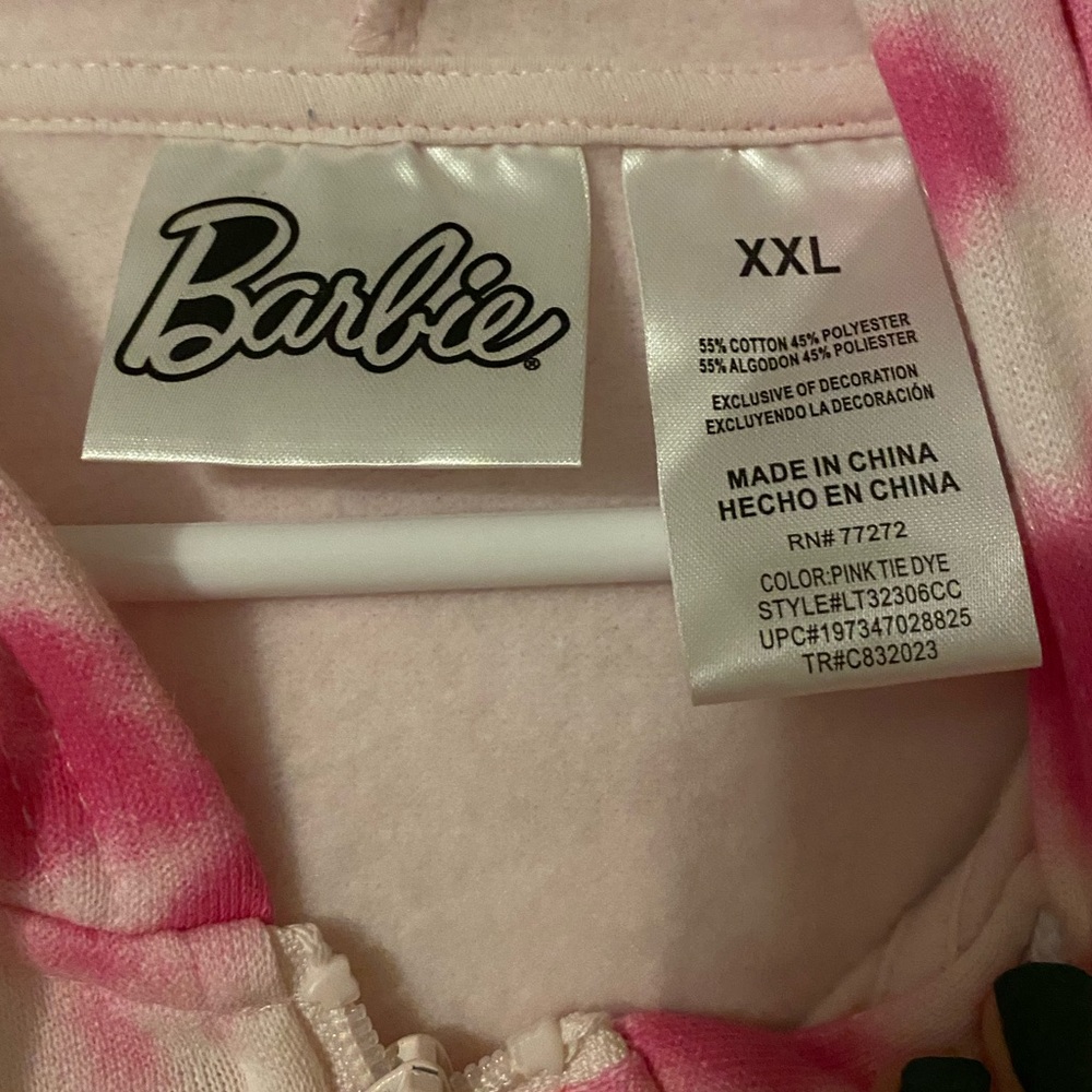 Barbie Pink White Tie-Dye Hoodie Sweatshirt - Picture 3 of 4